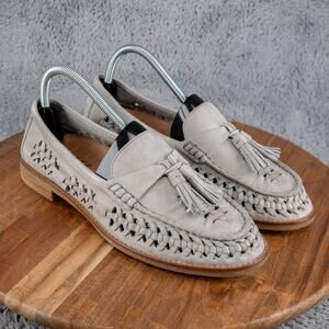 Sperry Womens Gray Woven Leather Loafer Shoe 9 Seaport Plushwave Tassles Preppy